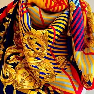 ECHO. COLOURFUL vintage silk scarf.Palio di Sienna.